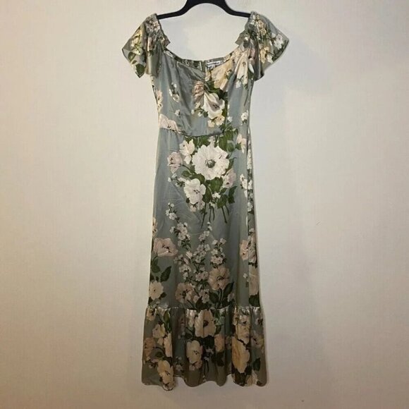 Reformation Sianna Tarragon Silk Dress 8 New "DEFECT" - Picture 1 of 11